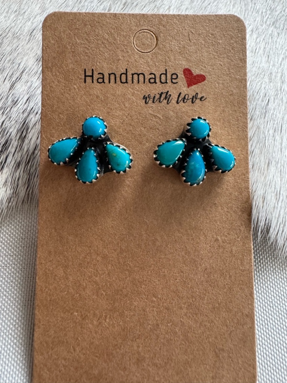 Sterling silver Kingman turquoise cluster earrings